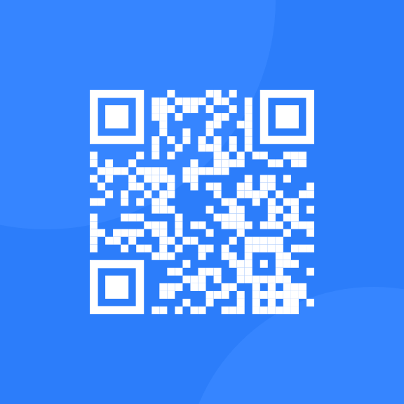 blue and white QR Code